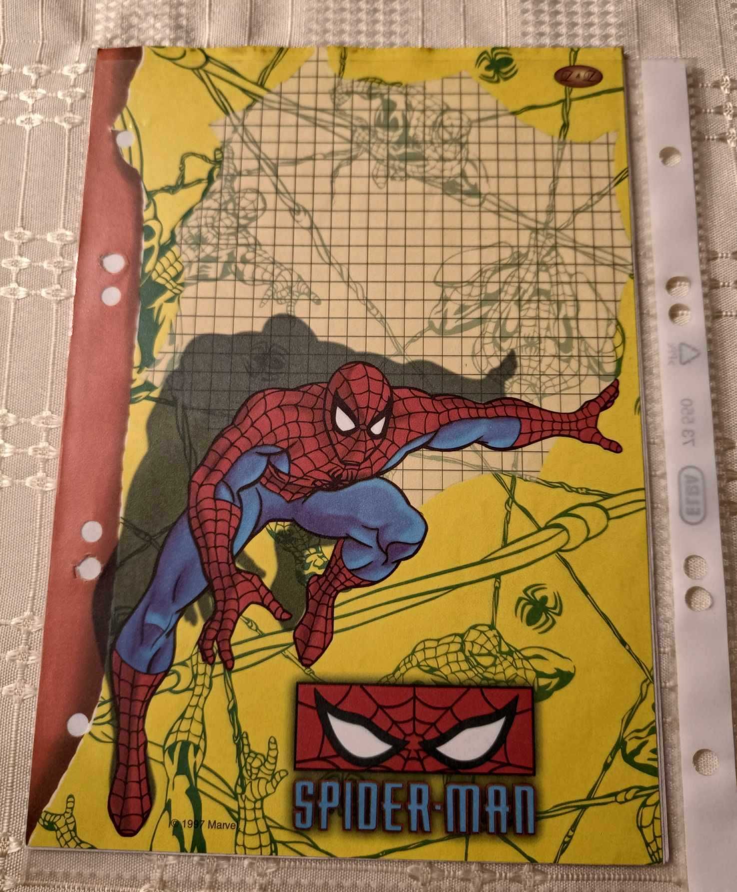 Karteczki kolekcjonerskie z lat 90' do segregatora Spiderman