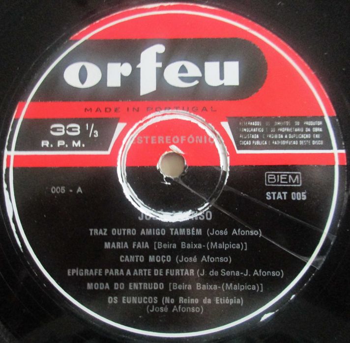 José Afonso	- - - - -		Traz Outro Amigo Também	- - - - -	LP