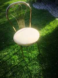 krzesło chromowane złocone   welwet