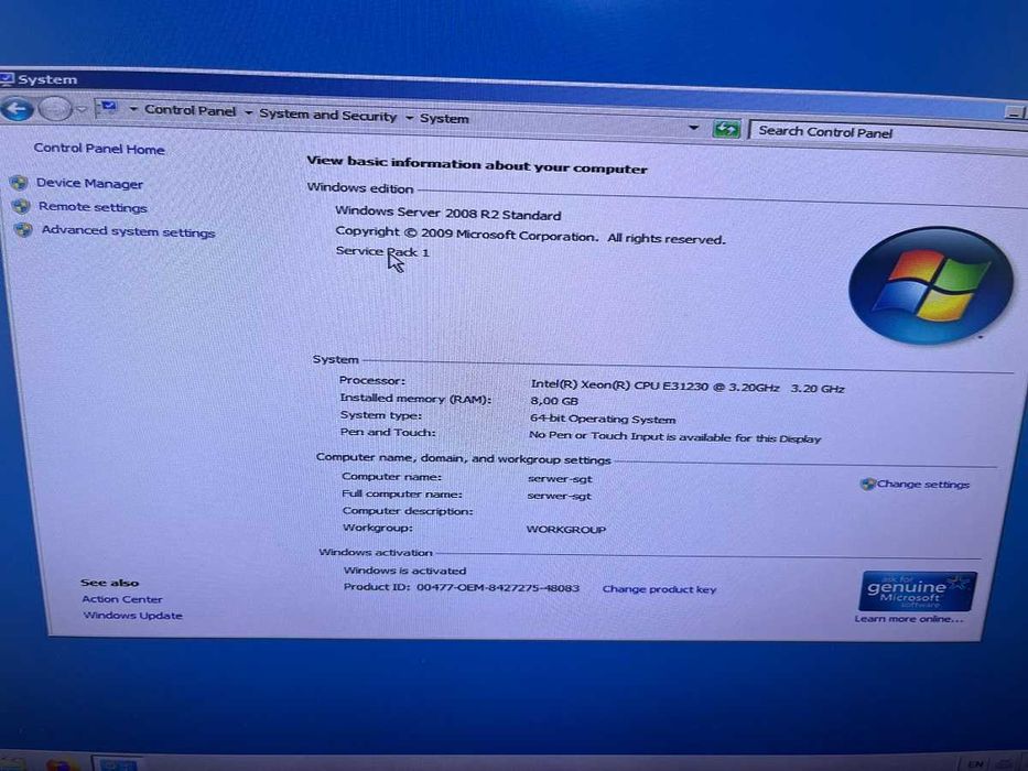 Serwer DELL PowerEdge  T110 II RAM 8GB 3 x 250GB Windows Serwer 2008