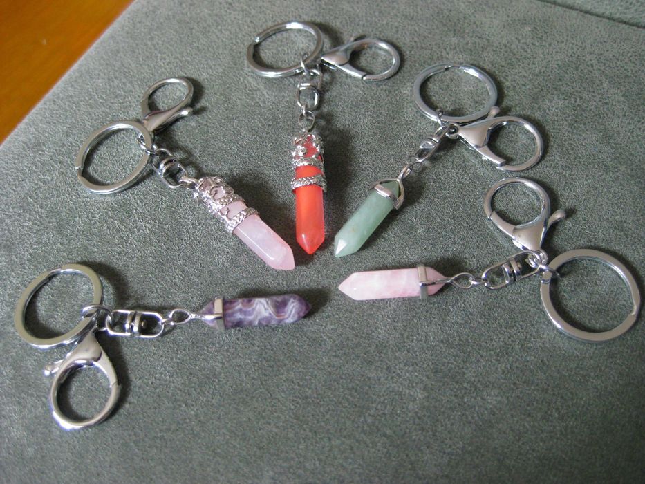 Porta Chaves Pedra Energia Rosa ou Verde NOVO