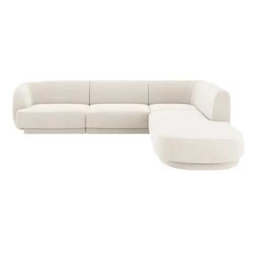 Sofa narożna 6-os. Miley Micadoni Welur jasny beż prawa 255x248x70cm