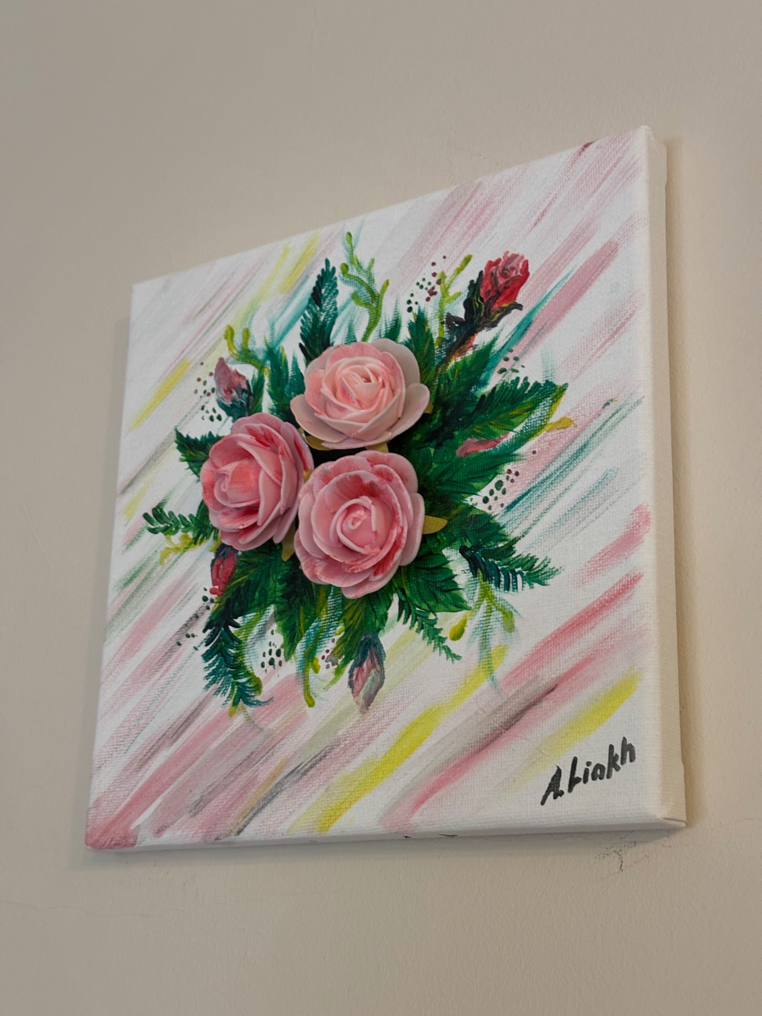 Obraz z 3d kwiatami  20*20 cm