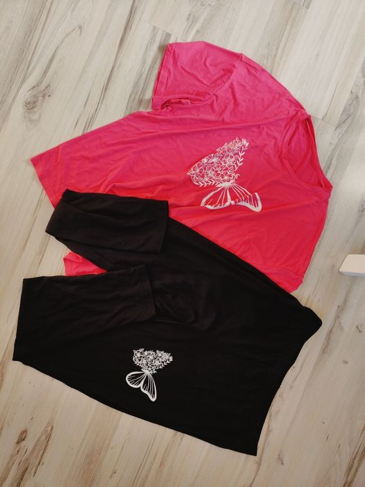Nowy komplet damski butterfly XXL koszulka spodnie stylowy luźny