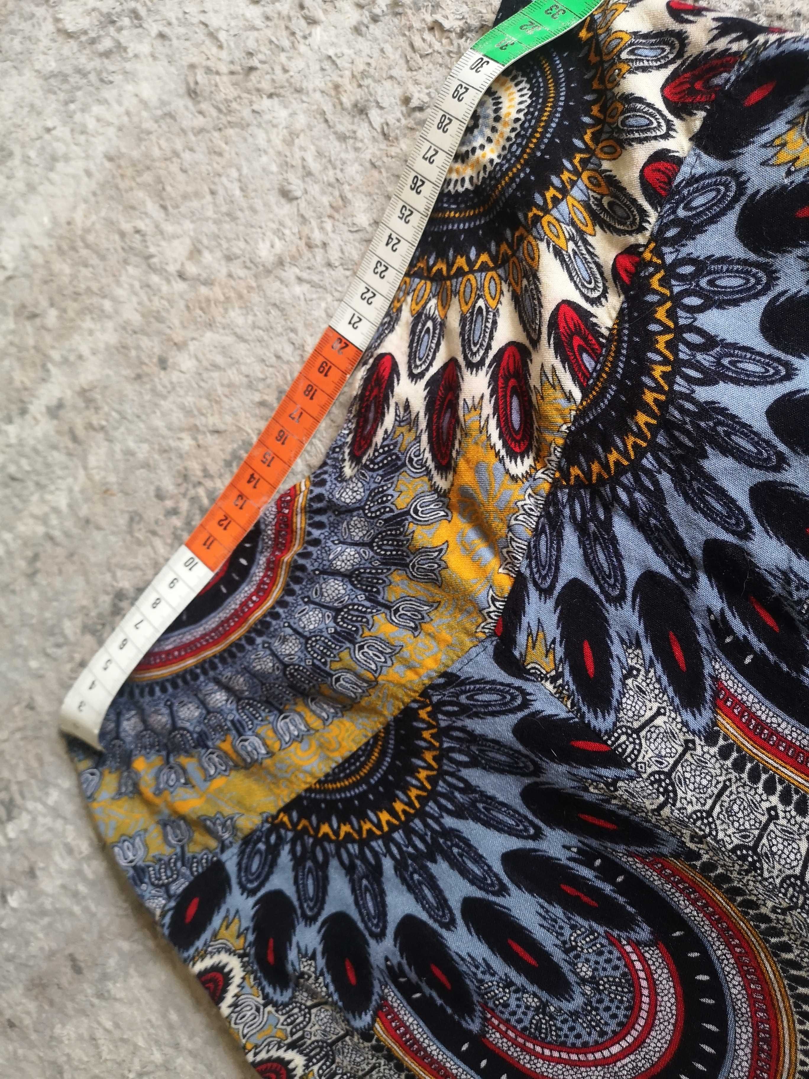 Zwiewne kolorowe spodnie boho 36/38