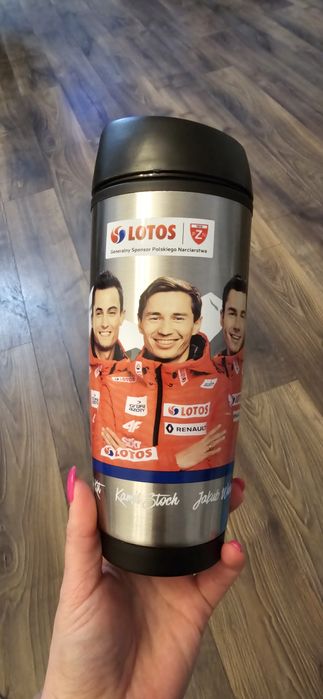 Kubek termiczny ze skoczkami narciarskimi Stoch, Żyła, Kubacki 450ml