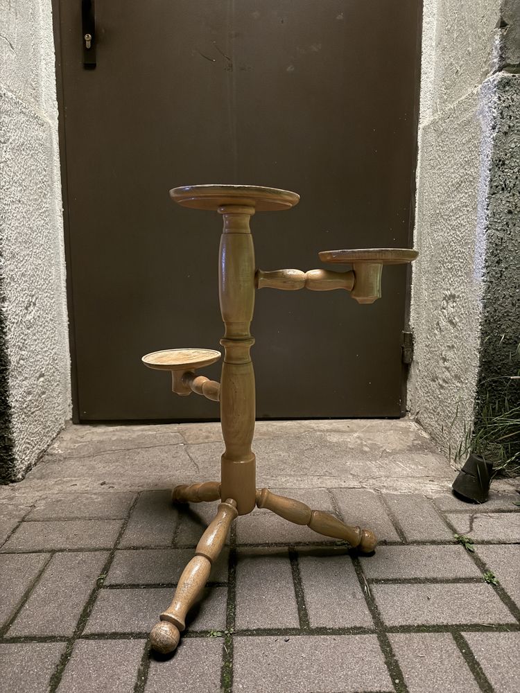 drewniany kwietnik vintage prl