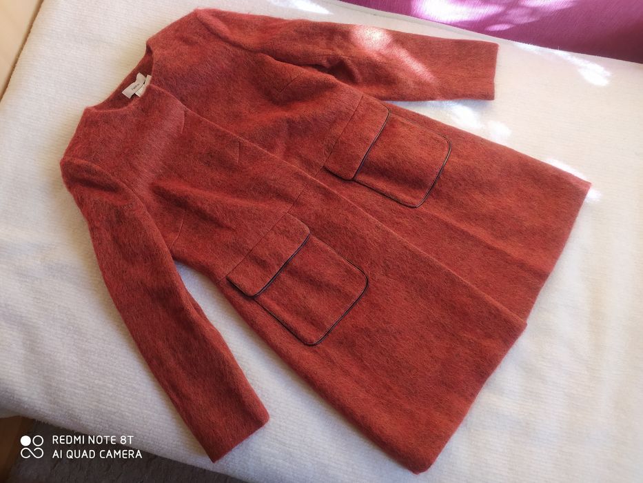 Ceglano rudy kolor Heine Tatuum Esprit 38 M wełna alpaka płaszcz