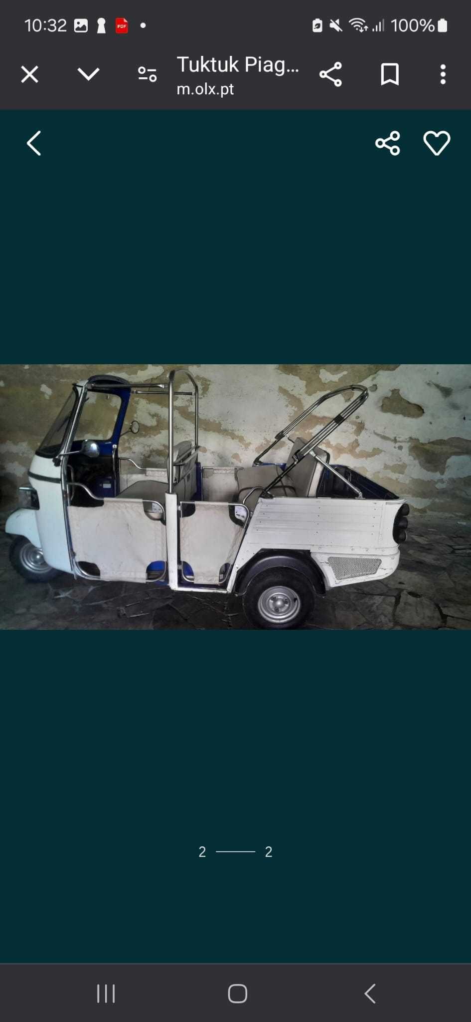 Tuk tuk Ape 422 diesel 4 passageiros