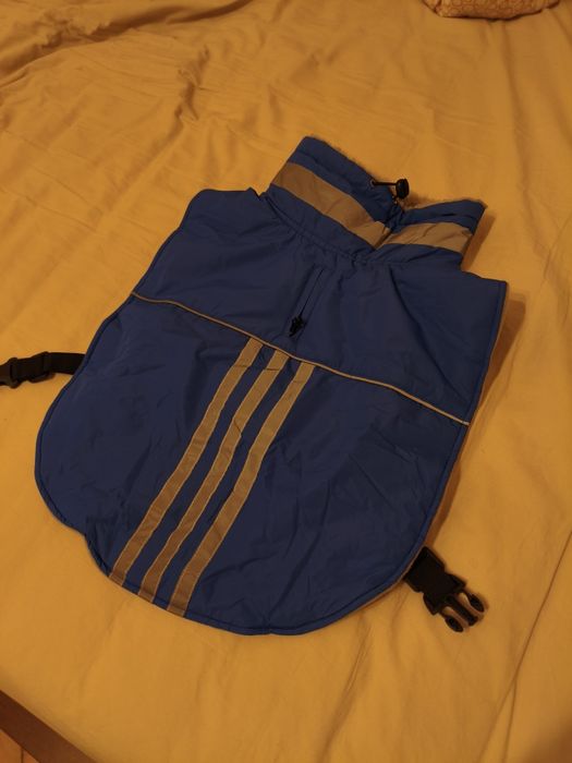 Kurtka dla psa ciepła polar zapinana niebieska odblaskowa