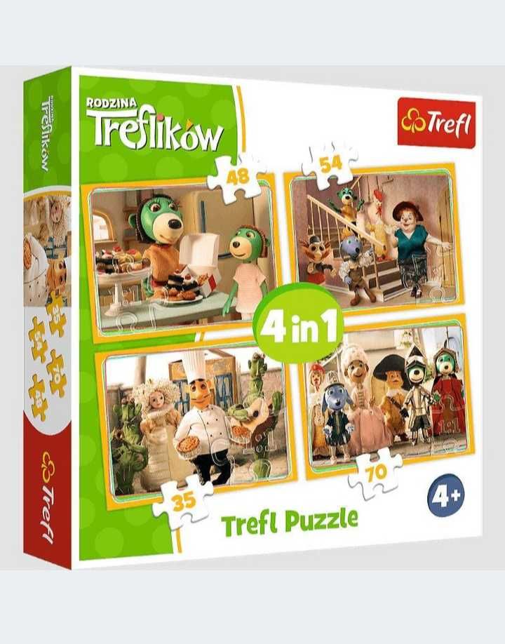 Puzzle Trefl 4w1 Rodzina Treflików 4+ nowe