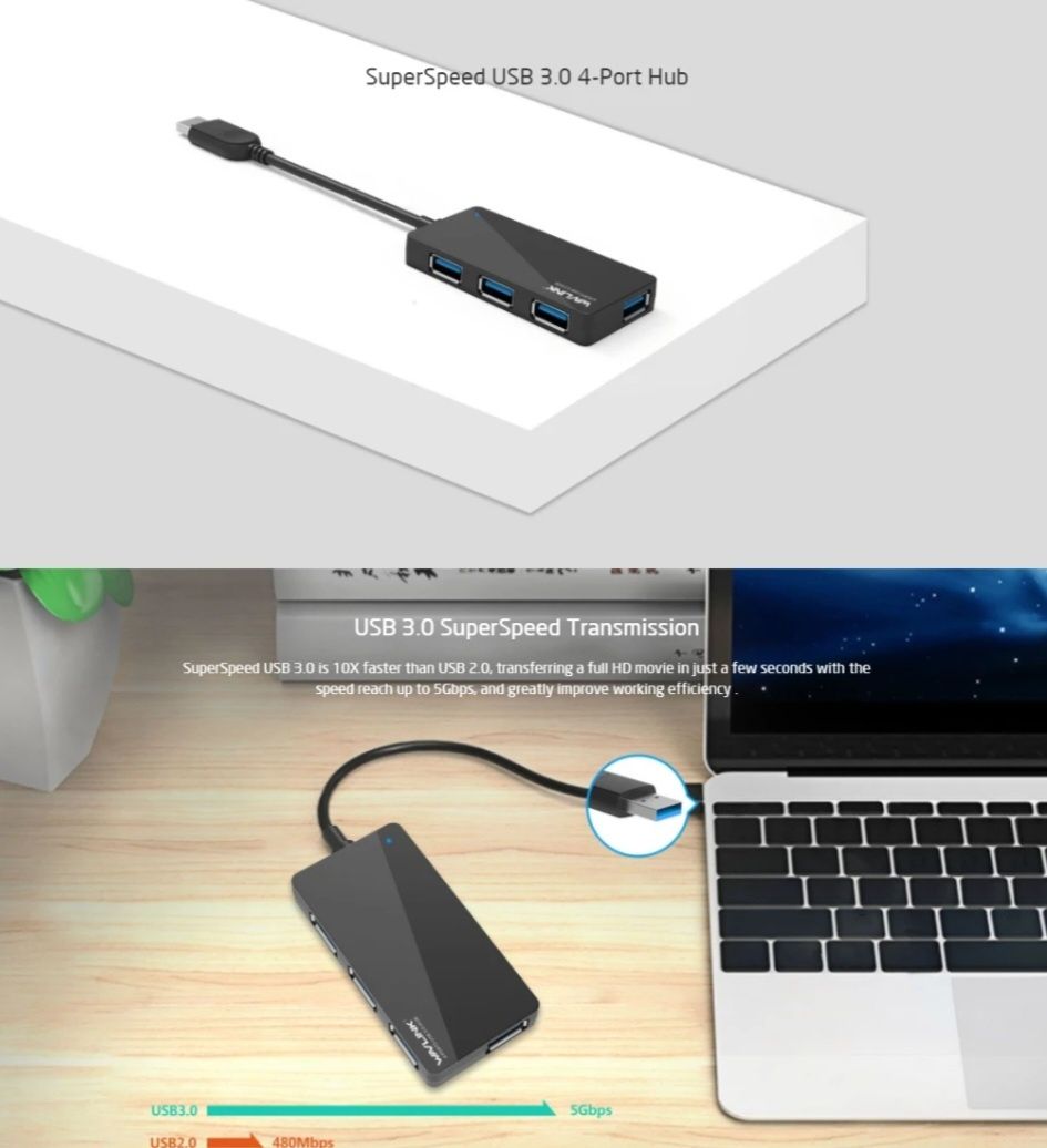 Wavlink WL-UH30412 4-portowy koncentrator USB 3.0