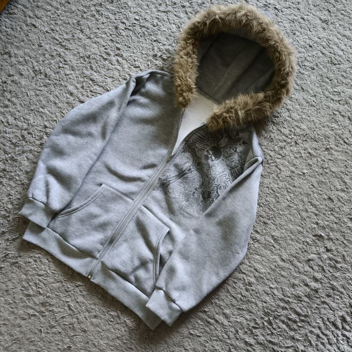 зип худи с мехом y2k