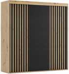 Szafa Przesuwna Lamele 200x255x60 - DĄB ARTISAN + CZARNY MAT