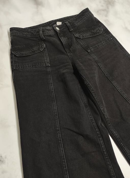 black neat flared bootcut jeans fashion archive y2k