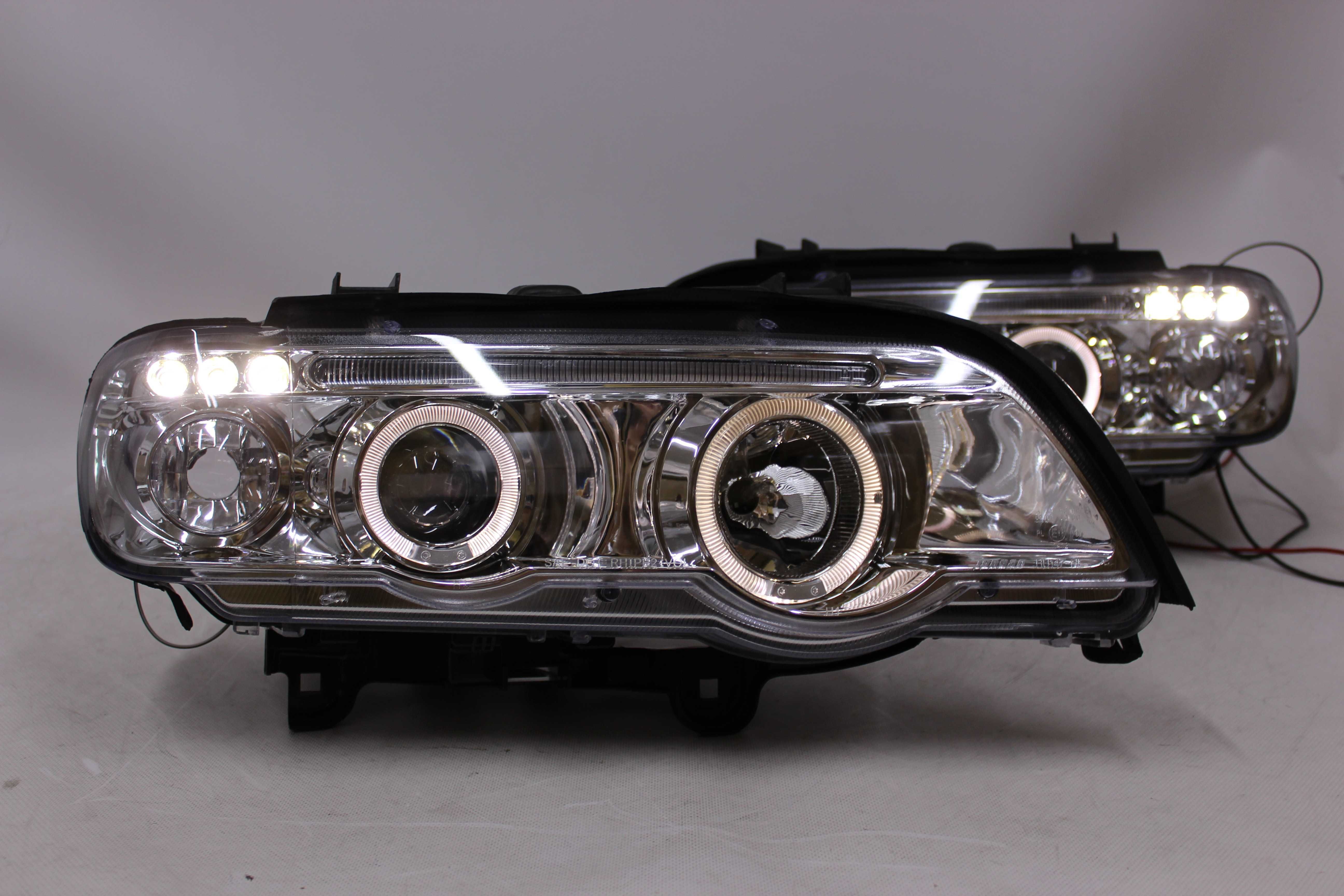 Lampy reflektory przednie przód BMW X5 E53 99-03 LED Ringi CHROM NOWE!