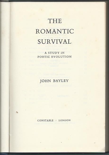 The romantic survival – A study in poetic evolution_John Bailey_Consta