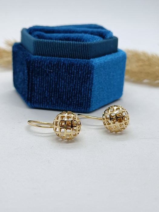 Kolczyki kulki ze złota, złoto pr 585