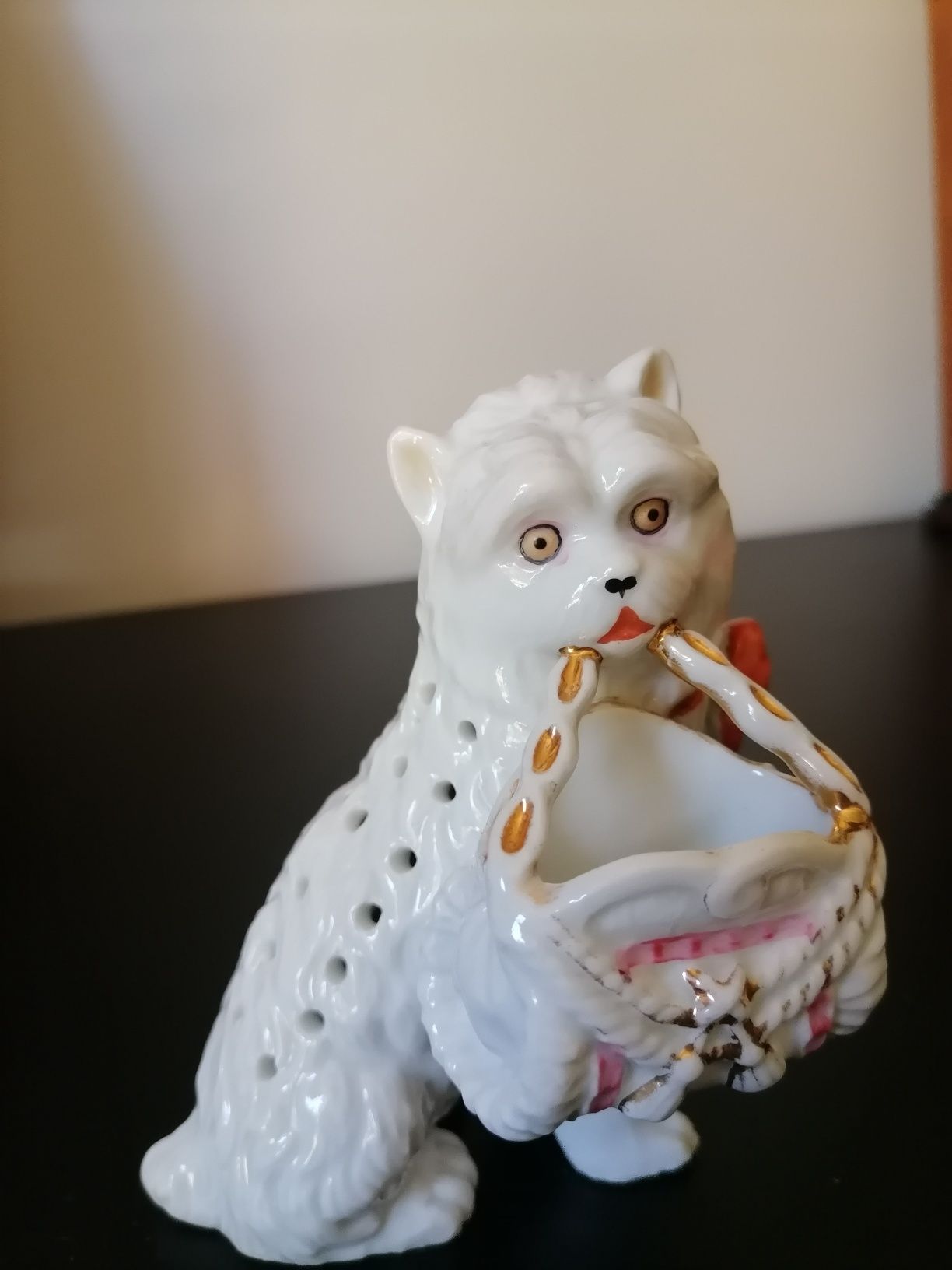 Paliteiro em porcelana em forma de gato