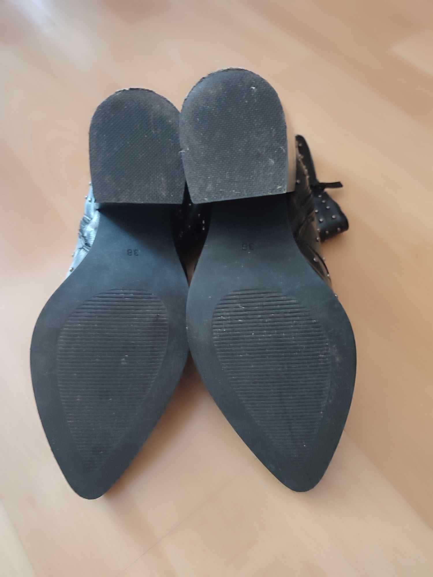 Krótkie kozaki damskie czarne zimowe jesienne r. 38