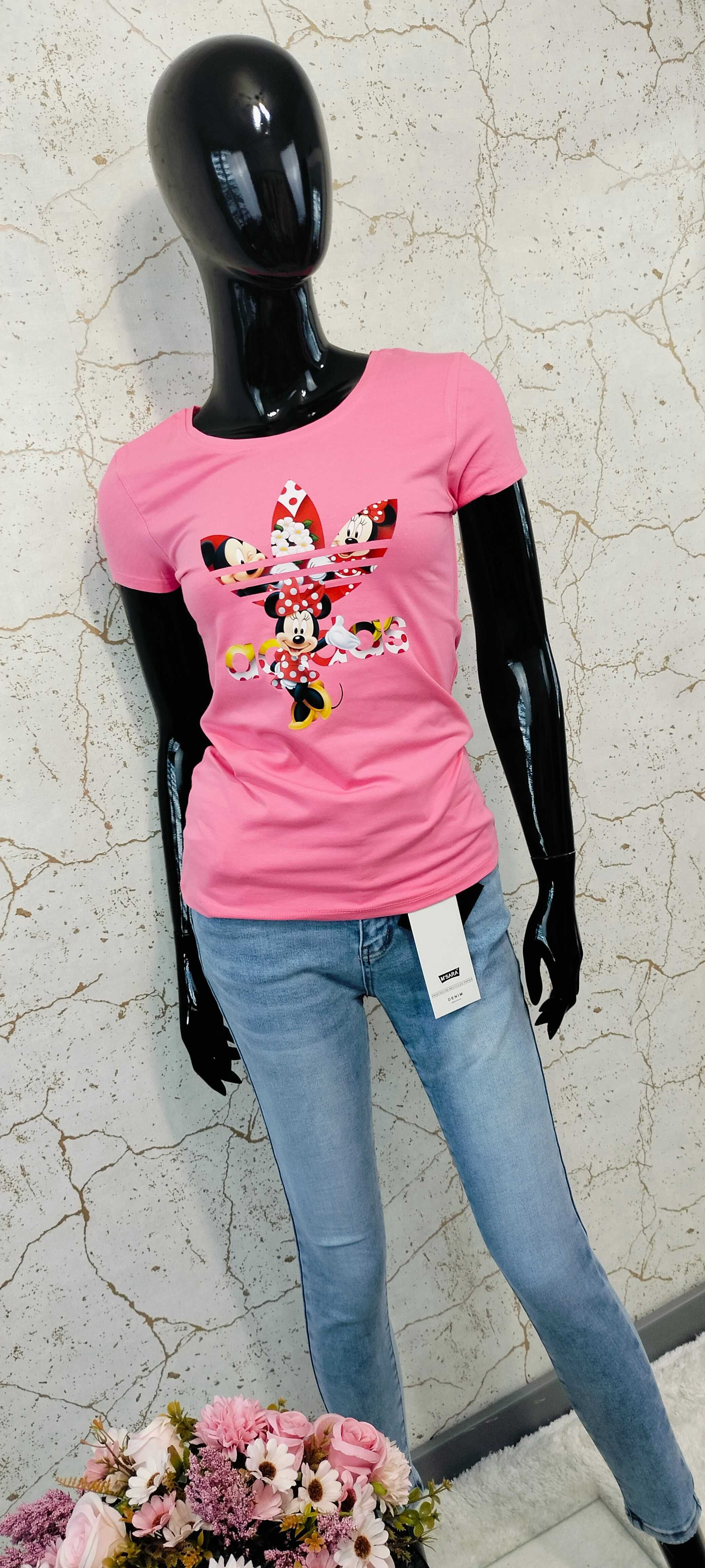 Bluzka, T-shirt Krótki Rękaw Miki Różowa L