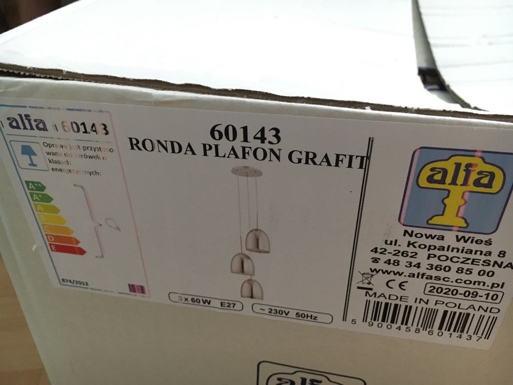 Lampa wiszaca ronda grafit 60143 chrom salon kuchnia sufitowa alfa