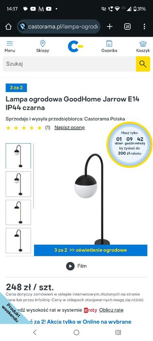 Lampa ogrodowa GoodHome Jarrow IP44 czarna