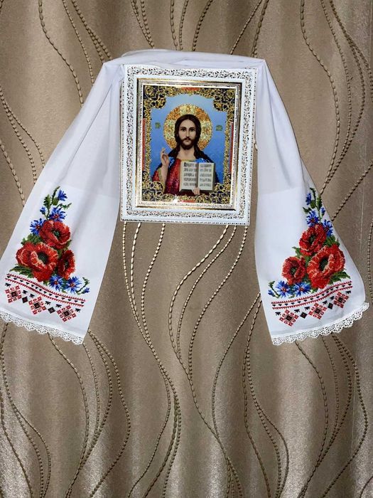 Вінчальні ікони+рушники вишиті бісером.Формат А4