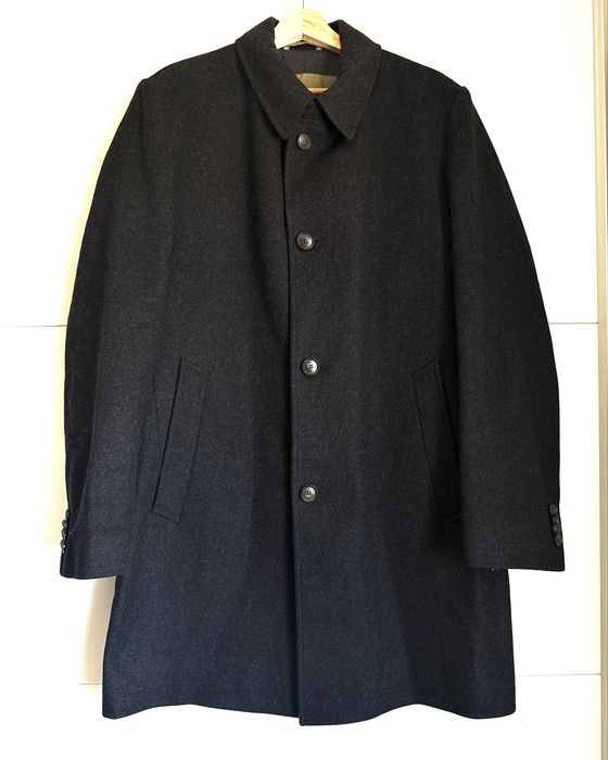 Męski płaszcz Hugo Boss elegancki czarny szary rozmiar 50 wełniany