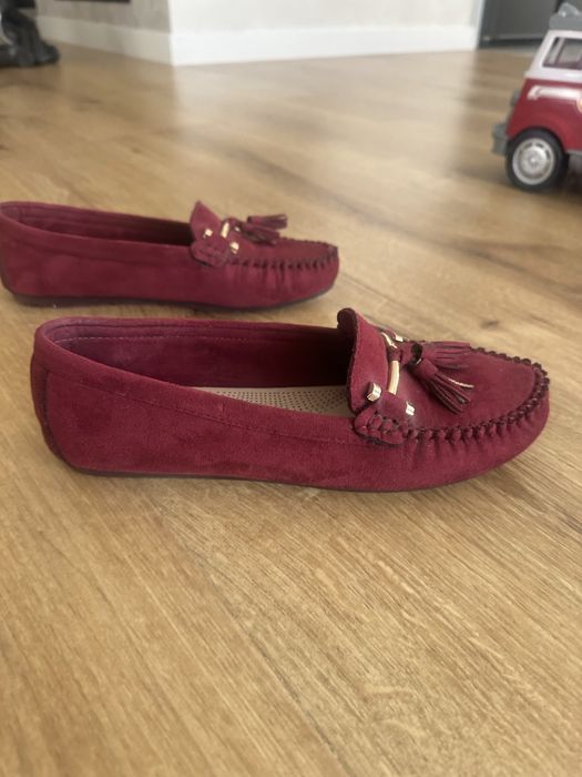 Mokasyny bordowe 38 balerinki