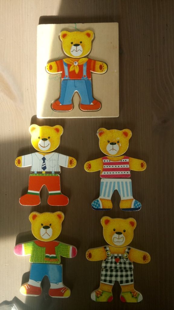 Drewniana ukladanka misie chlopiec , puzzle