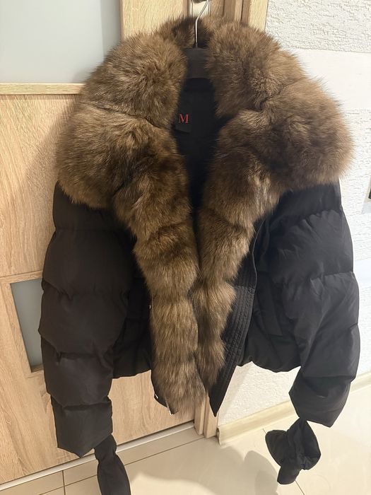 Kurtka puchowa 90% puch gęsi, z naturalnym futrem