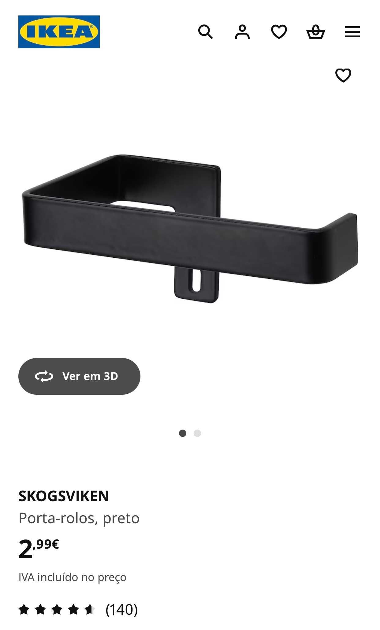 Porta-rolo de papel higiénico de metal preto