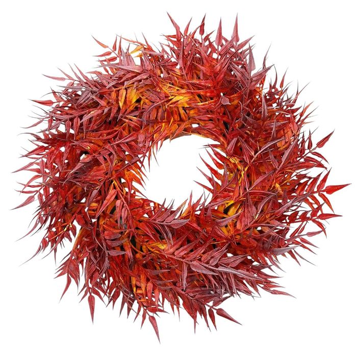 Jesienny wianek na drzwi wieniec na grób znicz stroik na cmentarz 35cm