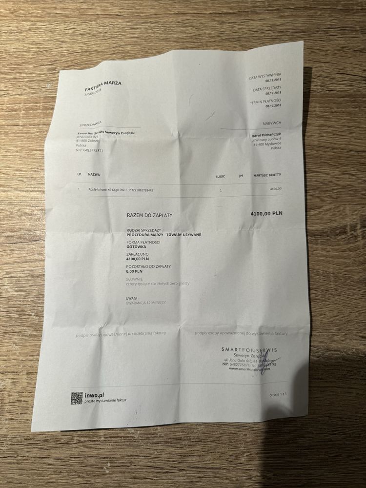 Iphone XS 64gb gold złoty