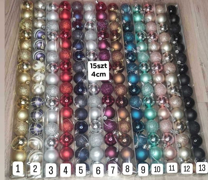 Komplet 15 bombek plastikowych w tubie różne kolory WYPRZEDAŻ
