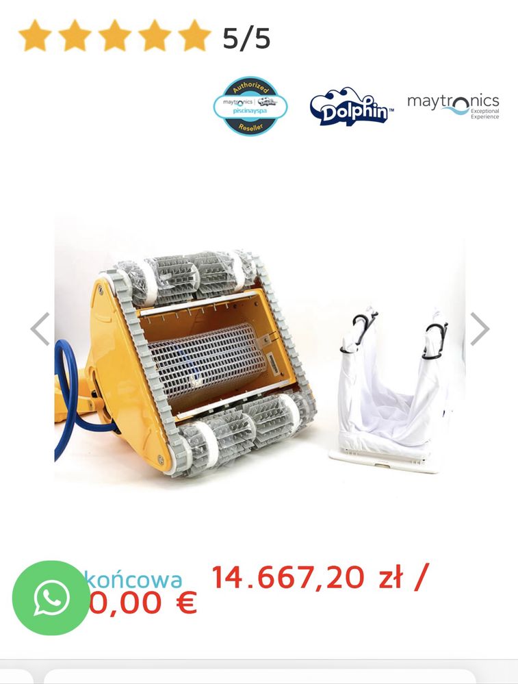 Sklep 14.000zl! Odkurzacz basen robot dolphin dynamic podloga+sciany