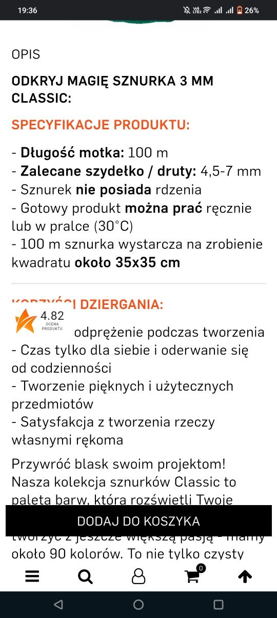 Sznurek bawełniany dziergaczkowo.pl do makramy 3 mm