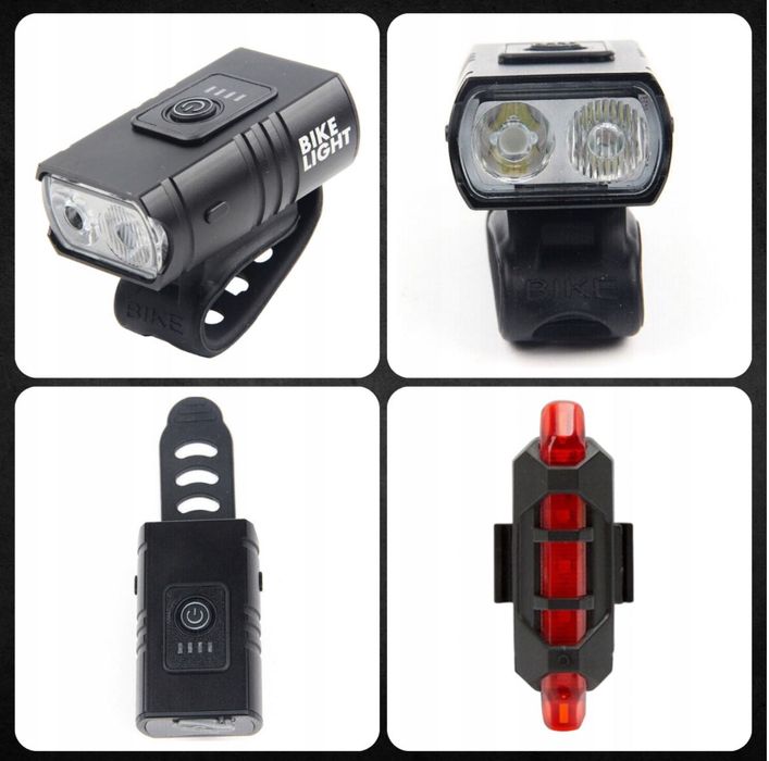 LAMPKA ROWEROWA led na rower kierownicę mocna akumulatorowa usb+tylna