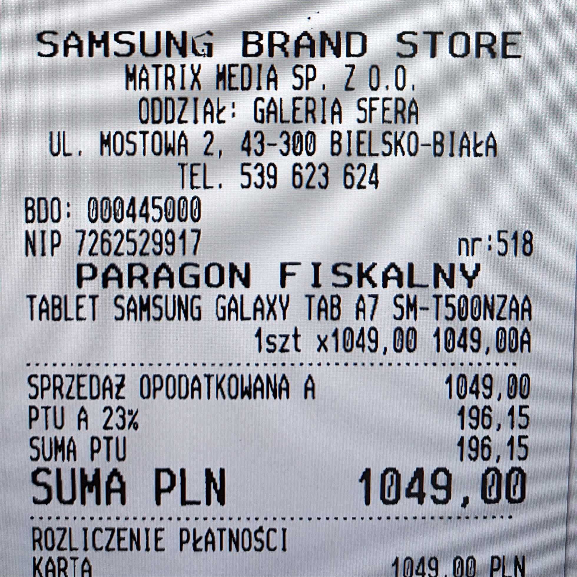 Tablet Samsung Tab A7 z etu Spigen i pokrowcem, nigdy nie używany !