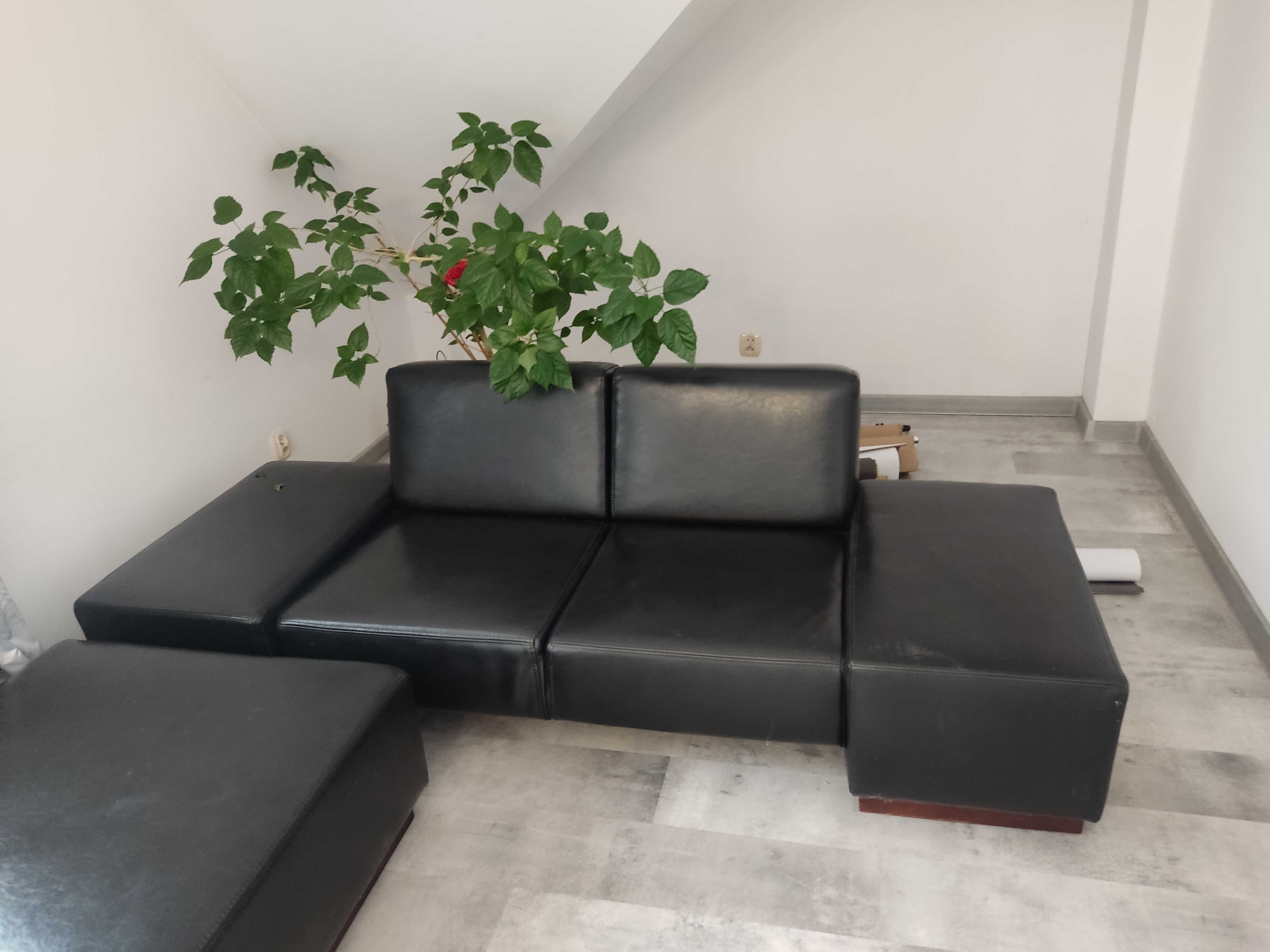 Komplet ze skory naturalnej, czarny, firmy Livingroom.