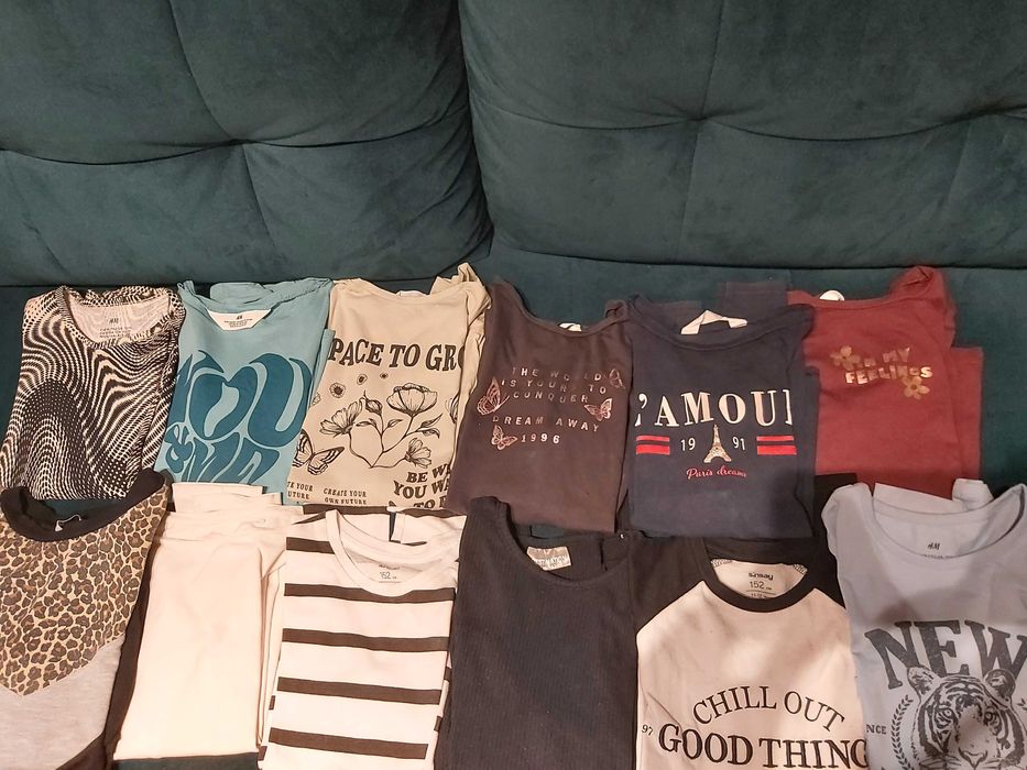 Zestaw 12x bluzka t-shirt długi rękaw hm 146-152