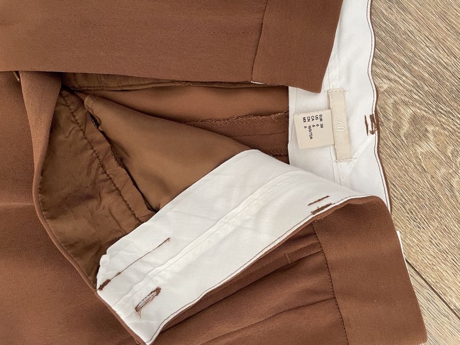 H&M 38 Brązowe spodnie z wysokim stanem eleganckie