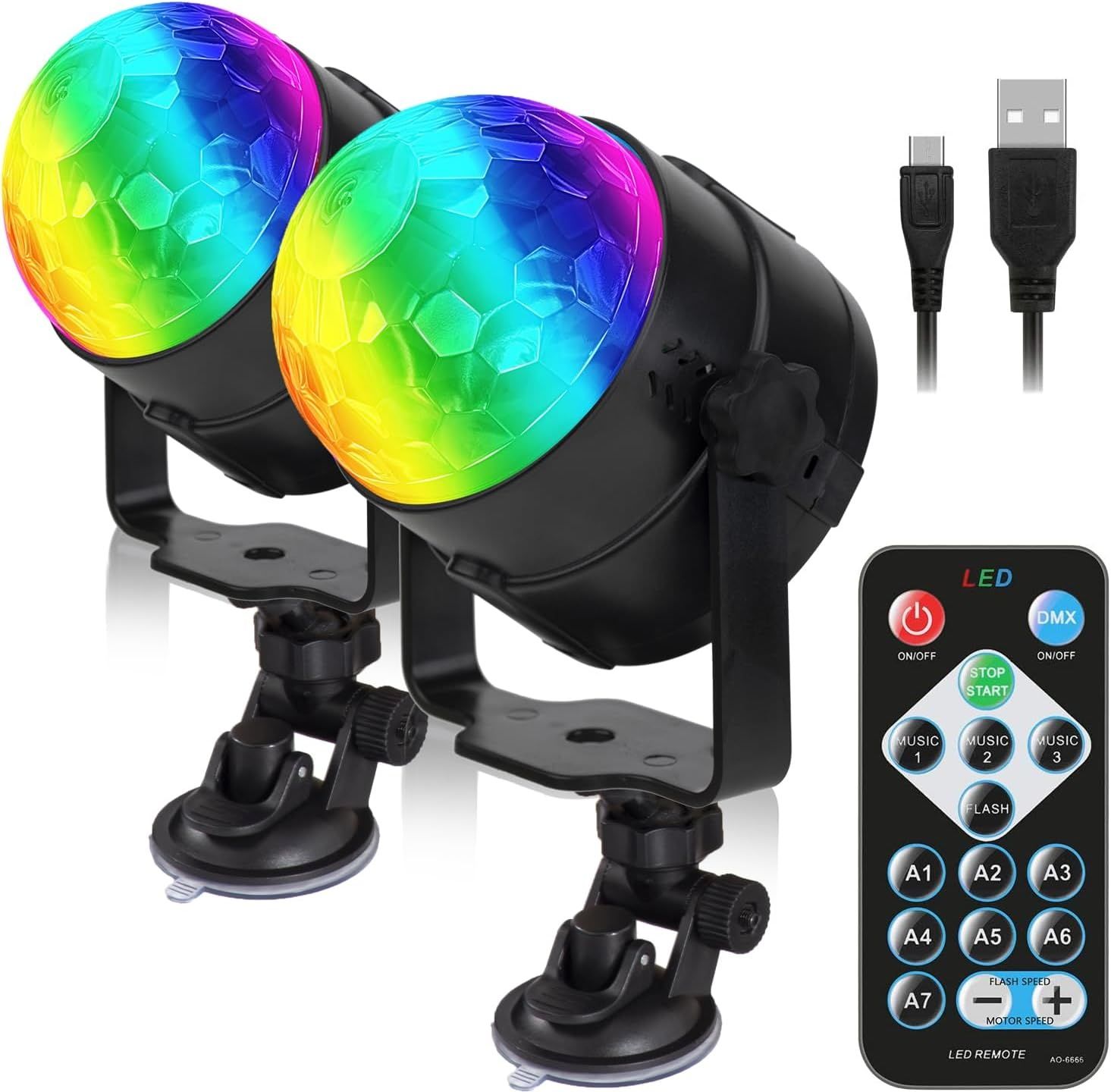 Kula disco projektor LED RGB oświetlenie dyskotekowe z pilotem 2szt.