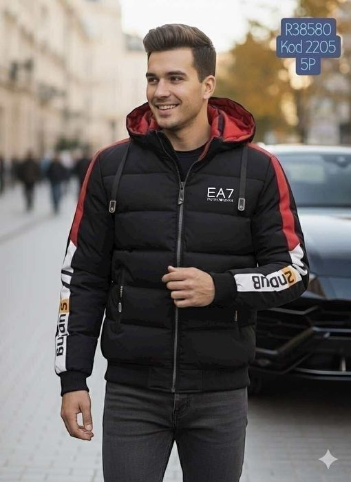 Kurtki zimowe męskie Emporio Armani logo wyszywane