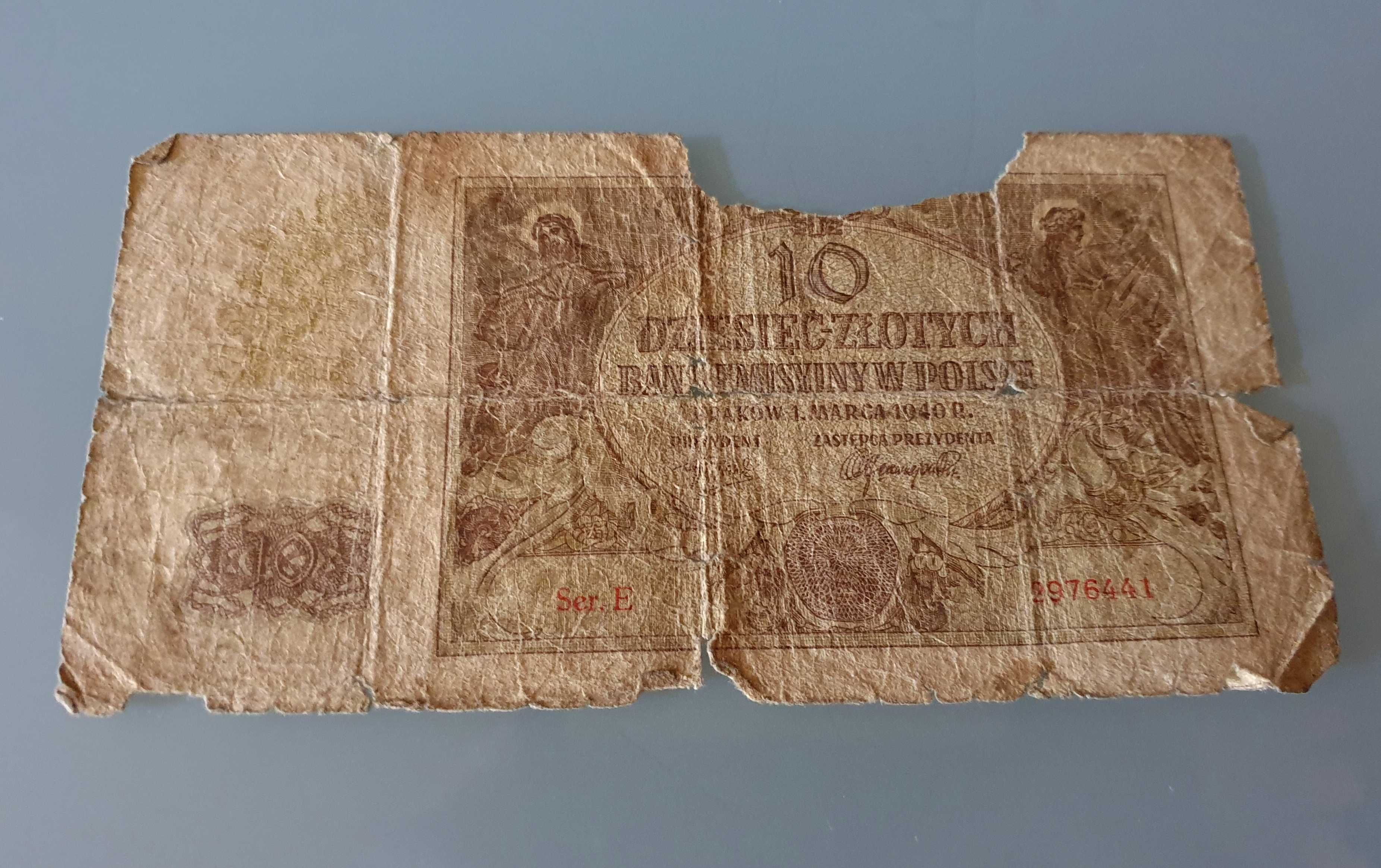 Banknot Generalna Gubernia 10 złotych - 1940 rok (seria E)