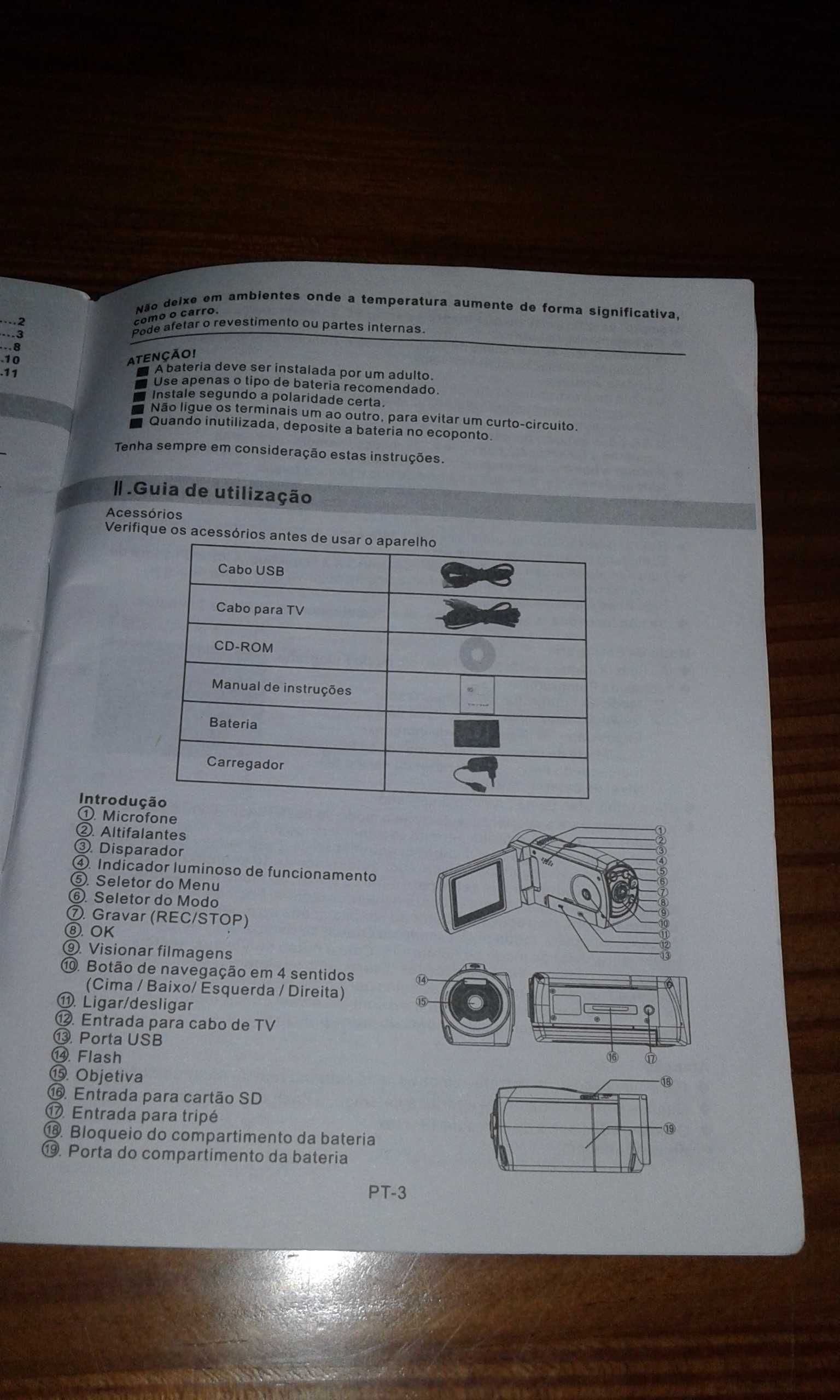 Câmara de Filmar Digital Vídeo