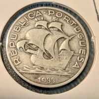 Moeda antiga - 10 escudos - 1933 - Prata