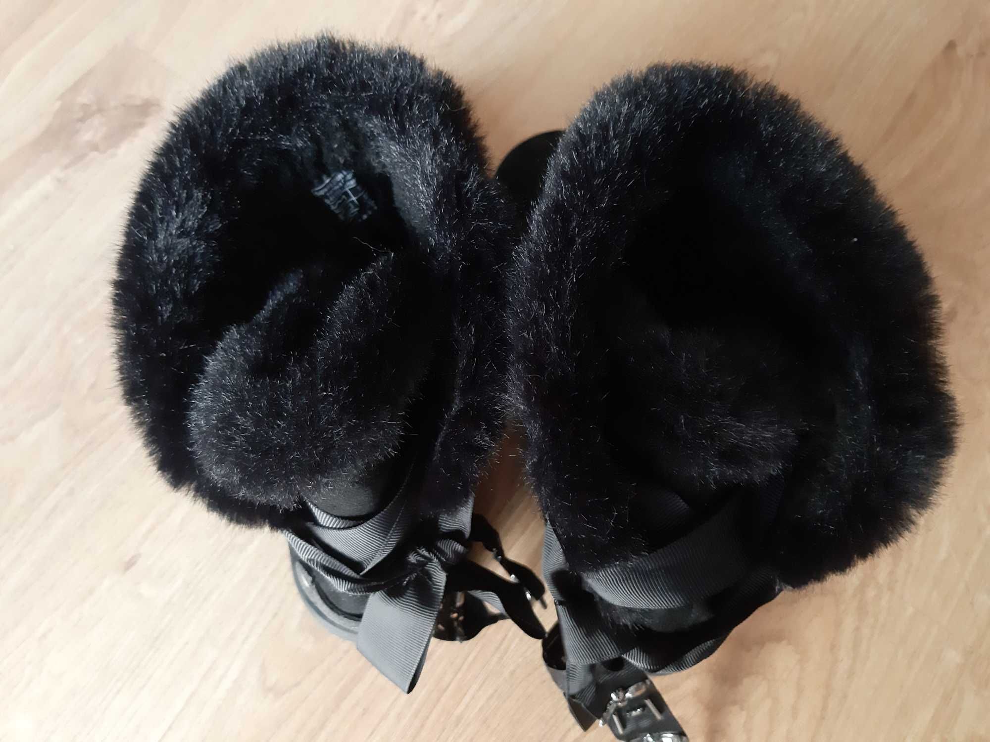 buty na jesień zimę z czarnym futerkiem