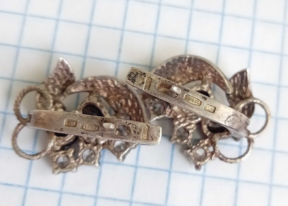 Сережки Срібло 925 проба. Камені. Вставки золота. Вага 6,11 г.